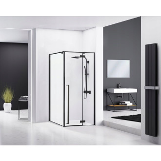 Rea skleněný kout průhledný bez vaničky 900x900x1900 mm Fargo Black  REA-K6318