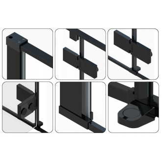 Rea skleněný kout průhledný bez vaničky 900x900x1900 mm Fargo Black  REA-K6318