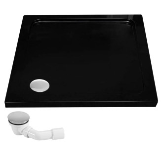 Rea skleněný kout průhledný bez vaničky 900x900x1900 mm Fargo Black  REA-K6318
