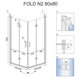 Rea Sprchový kout 900x900x1900 bez vaničky - sklo transparent Fold N2 REA-K9991