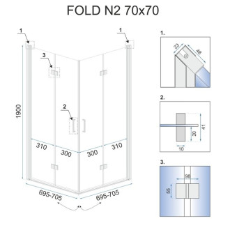 Rea Sprchový kout 900x900x1900 bez vaničky - sklo transparent Fold N2 REA-K9991