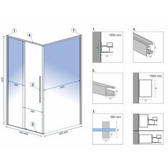 Sprchový kout SOLAR  90x90 - matná černá