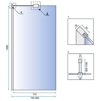 Rea Sprchová stěna 80x195 Aero N REA-K7552