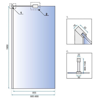 Rea Sprchová stěna 90x195 Aero N REA-K7553