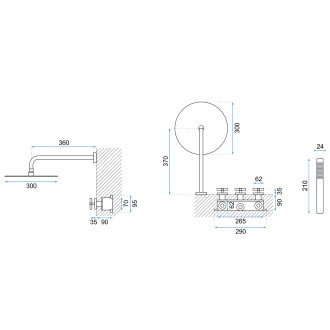Rea podomítkový sprchový set Exit Black REA-P8000