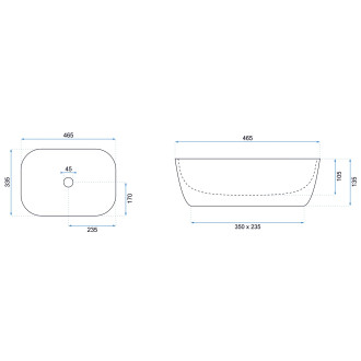 REA Umyvadlo na desku Belinda Black Matt Slim REA-U8470