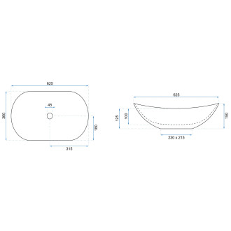 REA Umyvadlo na desku Royal Black/White REA-U6600