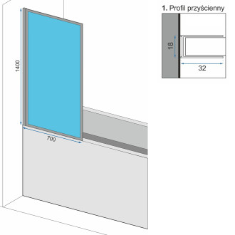 Rea vanová zástěna pevná 700X1400 Lagos Fix 70 REA-K7689