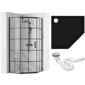 Sprchový kout REA DIAMOND 90x90 - matná černá