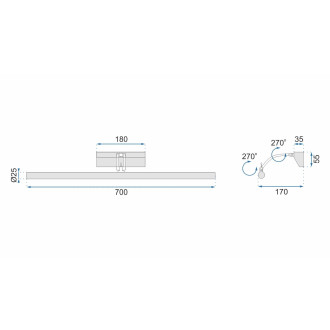 Rea Svítilna nad zrcadlo LED 70cm - chrom OSW-08432