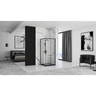 Rea skleněný kout průhledná bez vaničky 800x800x1900 Punto Black REA-K4800