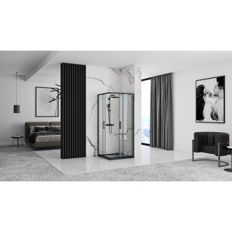 Rea skleněný kout průhledná bez vaničky 800x800x1900 Punto Black REA-K4800