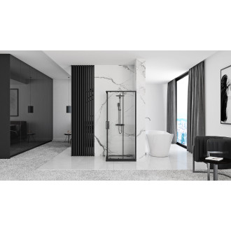 Rea skleněný kout průhledná bez vaničky 800x800x1900 Punto Black REA-K4800