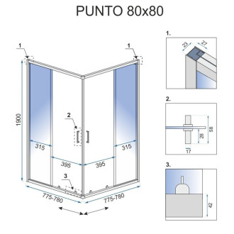 Sprchový kout REA PUNTO 80x80 - černý