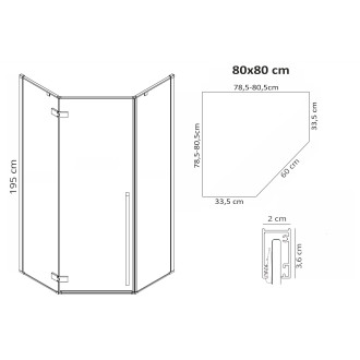 Rea Sprchový kout Diamond Black 80x80 REA-K6900