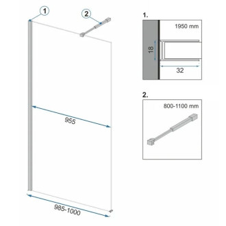 Rea Zástěna walk-in Aero Black 100 REA-K6596