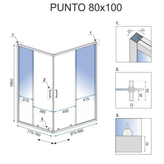 Rea Sprchový kout REA PUNTO - černý 80x100 KPL-K1017