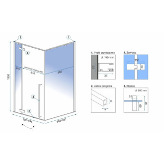 Rea Sprchový kout FARGO 90x90 - zlatý KPL-K4903