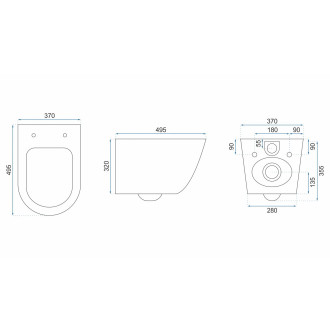 Rea Závěsné WC Carlo Mini Rimless Duroplast/Flat/ZM Black Mat REA-C8489