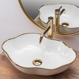 Rea Umyvadlo na desku Pearl Gold Edge REA-U0696