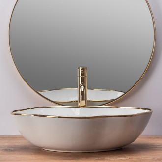 Rea Umyvadlo na desku Pearl Gold Edge REA-U0696