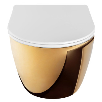 REA Závěsné WC Carlo Rimless Duroplast/Slim Gold White REA-C0669