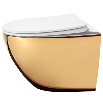 REA Závěsné WC Carlo Rimless Duroplast/Slim Gold White REA-C0669