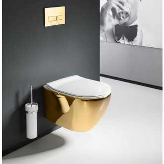 REA Závěsné WC Carlo Rimless Duroplast/Slim Gold White REA-C0669