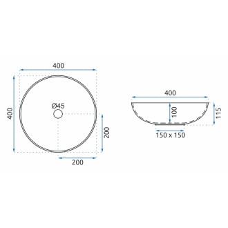 Rea Arte Blue umyvadlo na desku, REA-U0267