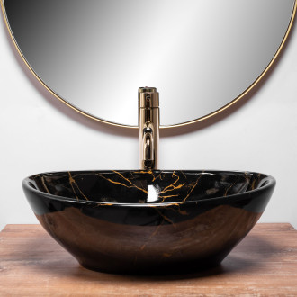 Rea Umyvadlo na desku Sofia Marble Black Shiny REA-U5611