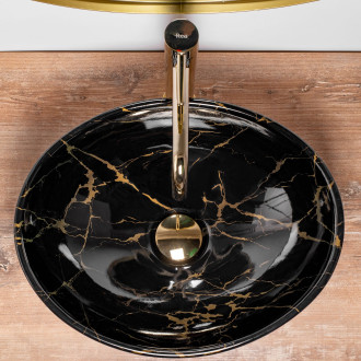 Rea Umyvadlo na desku Sofia Marble Black Shiny REA-U5611