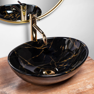 Rea Umyvadlo na desku Sofia Marble Black Shiny REA-U5611