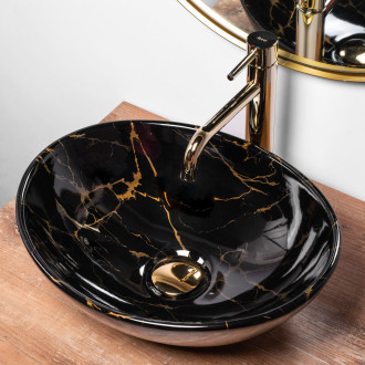 Rea Umyvadlo na desku Sofia Marble Black Shiny REA-U5611