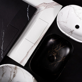Rea Umyvadlo na desku Sofia Marble Black Shiny REA-U5611