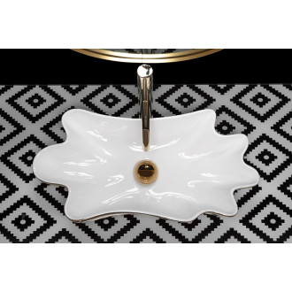 Rea Infinity umyvadlo na desku, bílá/zlatá + click clack REA-U3400