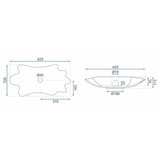 Rea Infinity umyvadlo na desku, černá + click clack REA-U3401