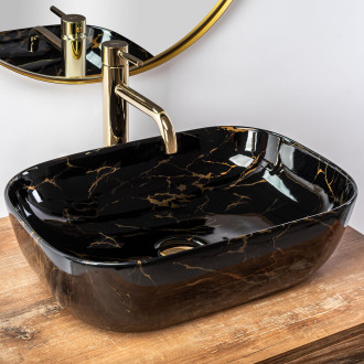 Rea Umyvadlo na desku Belinda Black Marble Shiny REA-U8907