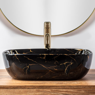 Rea Umyvadlo na desku Belinda Black Marble Shiny REA-U8907