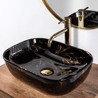 Rea Umyvadlo na desku Belinda Black Marble Shiny REA-U8907
