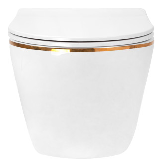 Rea Závěsné WC Carlo Mini Rimless Duroplast Gold Edge REA-C1222