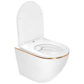 Rea Závěsné WC Carlo Mini Rimless Duroplast Gold Edge REA-C1222