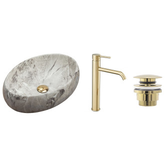Rea Set Linda Kámen/mramor + vysoká baterie Lungo l. zlatá + univerzální zátka KPL-09999