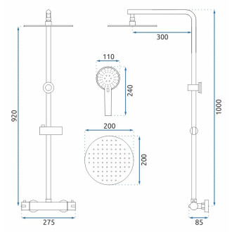 Rea Bliss Sprchový termostatický set, černá matná REA-P8804