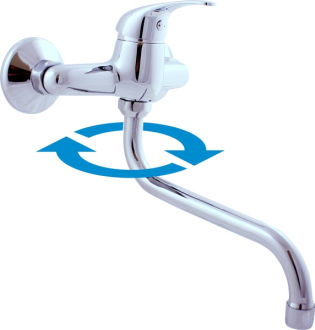 RAV SLEZÁK SÁZAVA Baterie dřezová/umyvadlová nástěnná, s kulatým ramínkem 290mm SA301.0/22