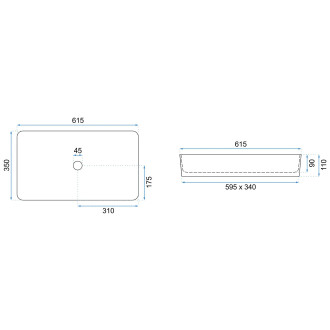 Rea Denis umyvadlo na desku, černý matný kámen REA-U6510