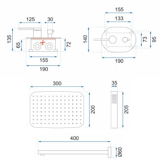 REA Oval podomítkový sprchový set, včetně boxu, chrom REA-P8415