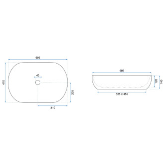 Rea umyvadlo na desku Cleo - white black edge REA-U6210