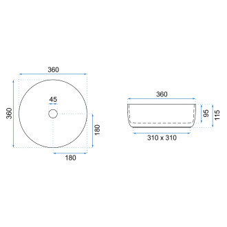 Rea umyvadlo na desku Sami - gold edge REA-U6758