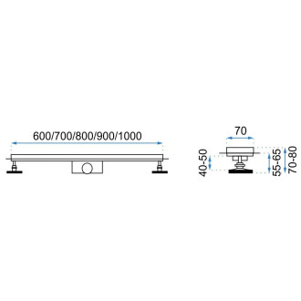 Rea Odtokový žlab + sifon + nohy + těsnící manžeta Greek 1000 N REA-G0405