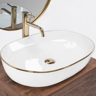 Rea umyvadlo na desku Cleo - white gold edge REA-U6211